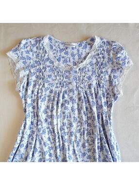 Miss Elaine Cotton Nightgown Pajamas Lounge Cottagecore Lace XL